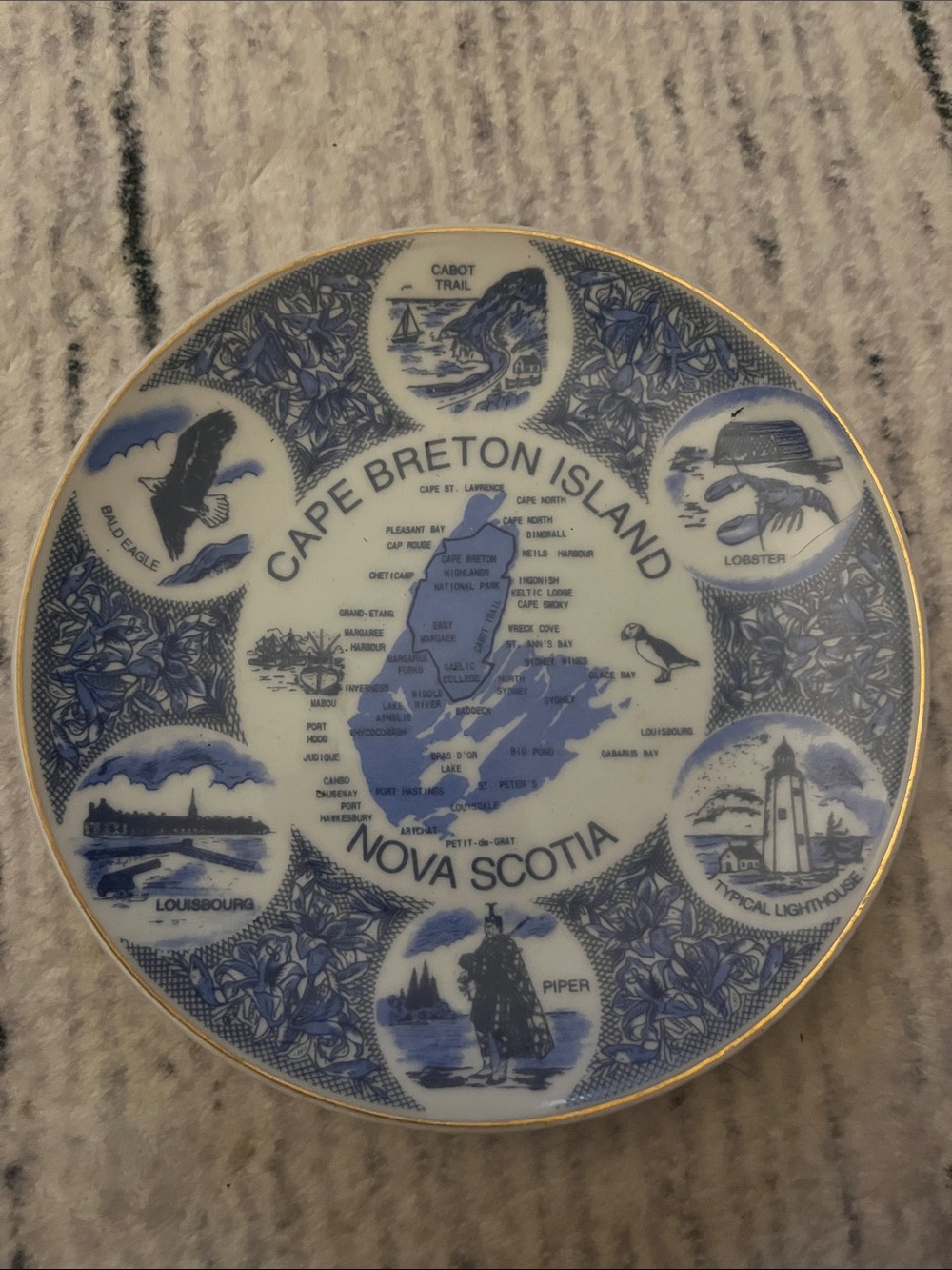 Cape Breton Island Decorative Collector Plate - Blue and White